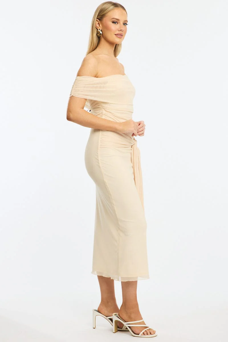 White Bodycon Dress Off Shoulder Mesh - Image 3