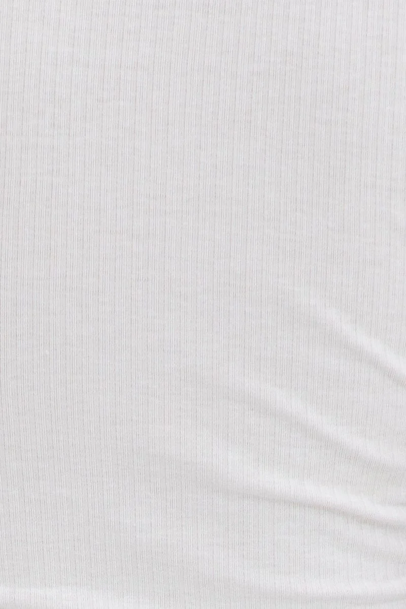 White Bodysuit Long Sleeve Round Neck Cut Out Rib - Image 6