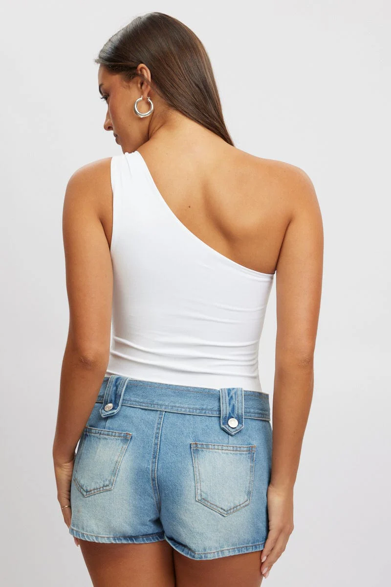 White Bodysuit One Shoulder Supersoft - Image 4