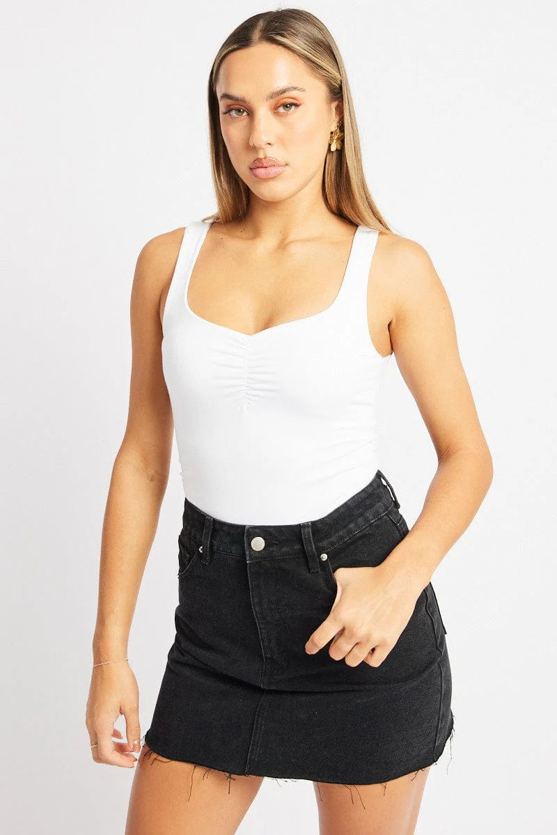 White Bodysuit Sleeveless Modal - Image 3