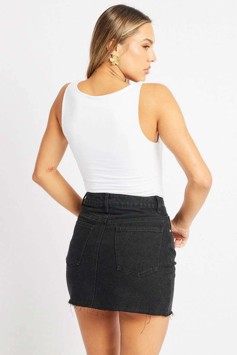 White Bodysuit Sleeveless Modal - Image 4