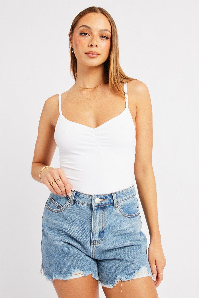 White Bodysuit Sleeveless Supersoft