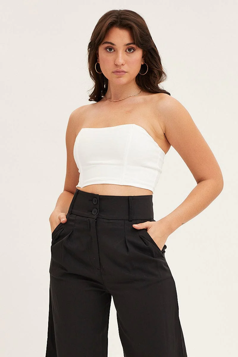 White Boning Detail Bustier Top - Image 2