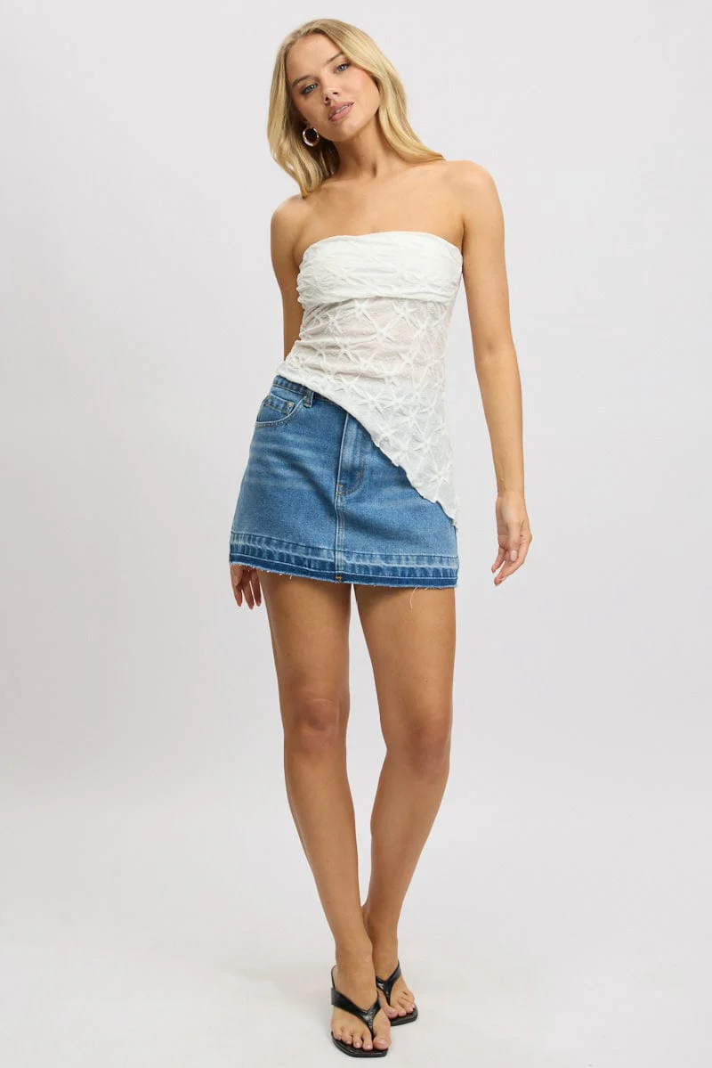 White Boob Tube Top Textured - Image 2