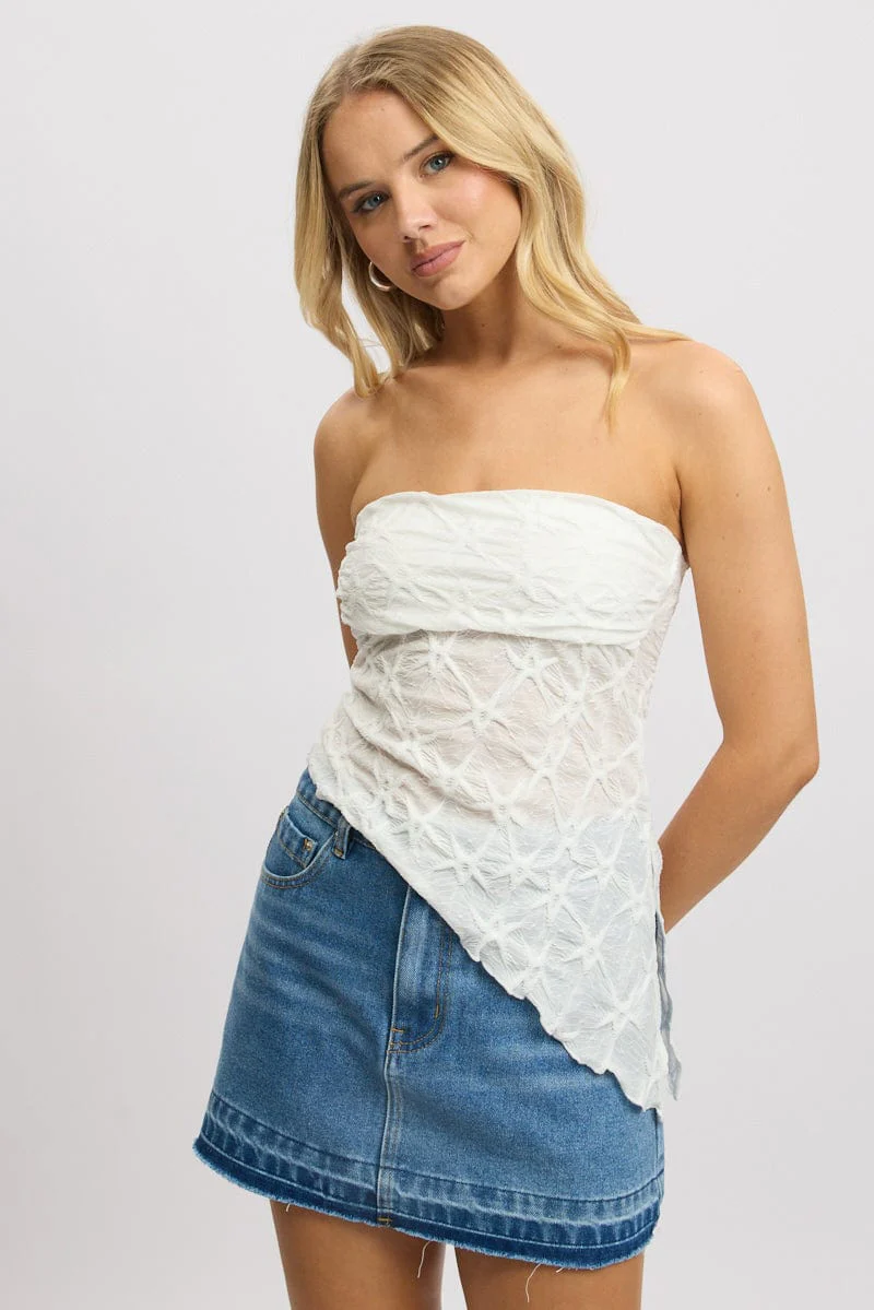 White Boob Tube Top Textured - Image 3