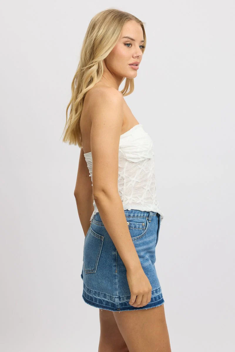 White Boob Tube Top Textured - Image 4