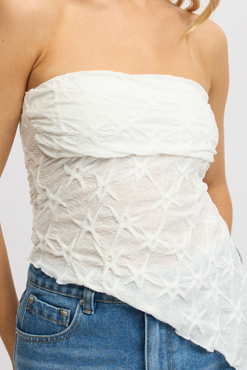 White Boob Tube Top Textured - Image 6