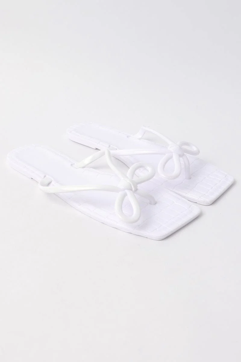 White Bow Decor Slippers - Image 2