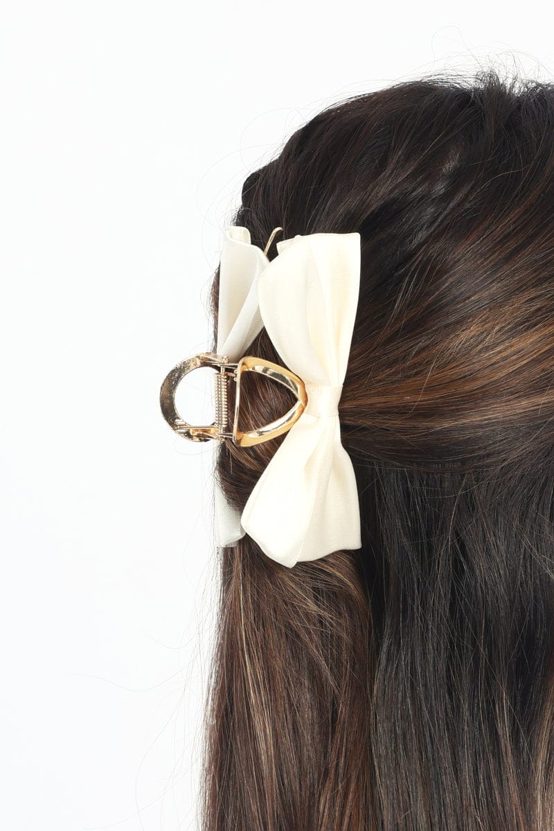 White Bow Hair Claw Clip - Image 2