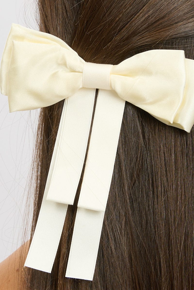White Bow Hair Clip - Image 2