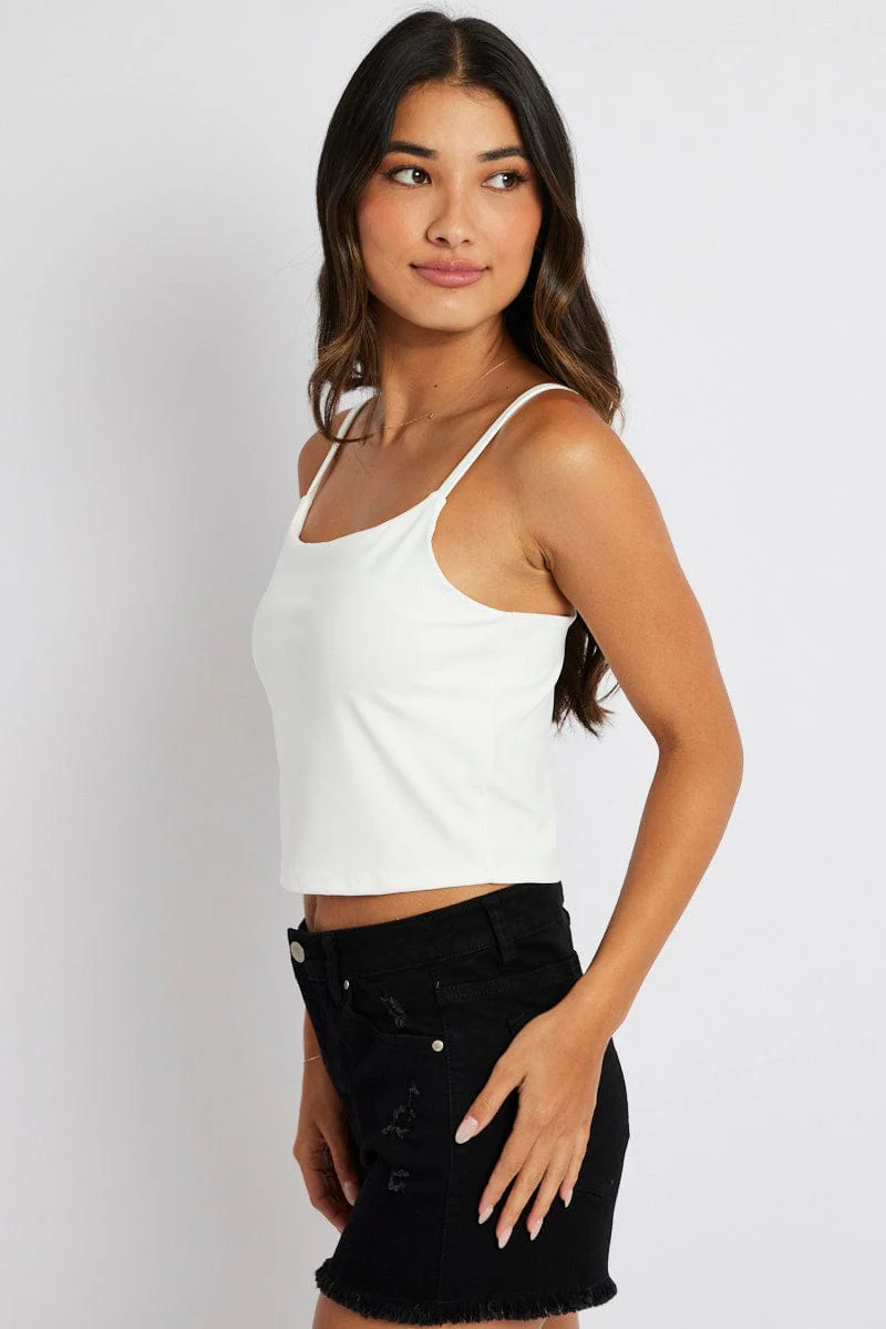 White Bralette Round Neck Sleeveless Padded - Image 4