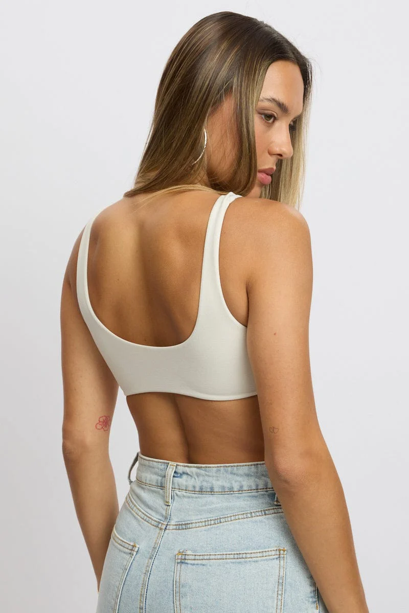 White Bralette Seamless Cropped - Image 4