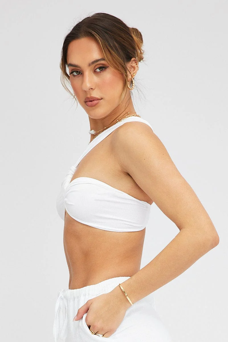 White Bralette Twist One Shoulder Seamless - Image 4