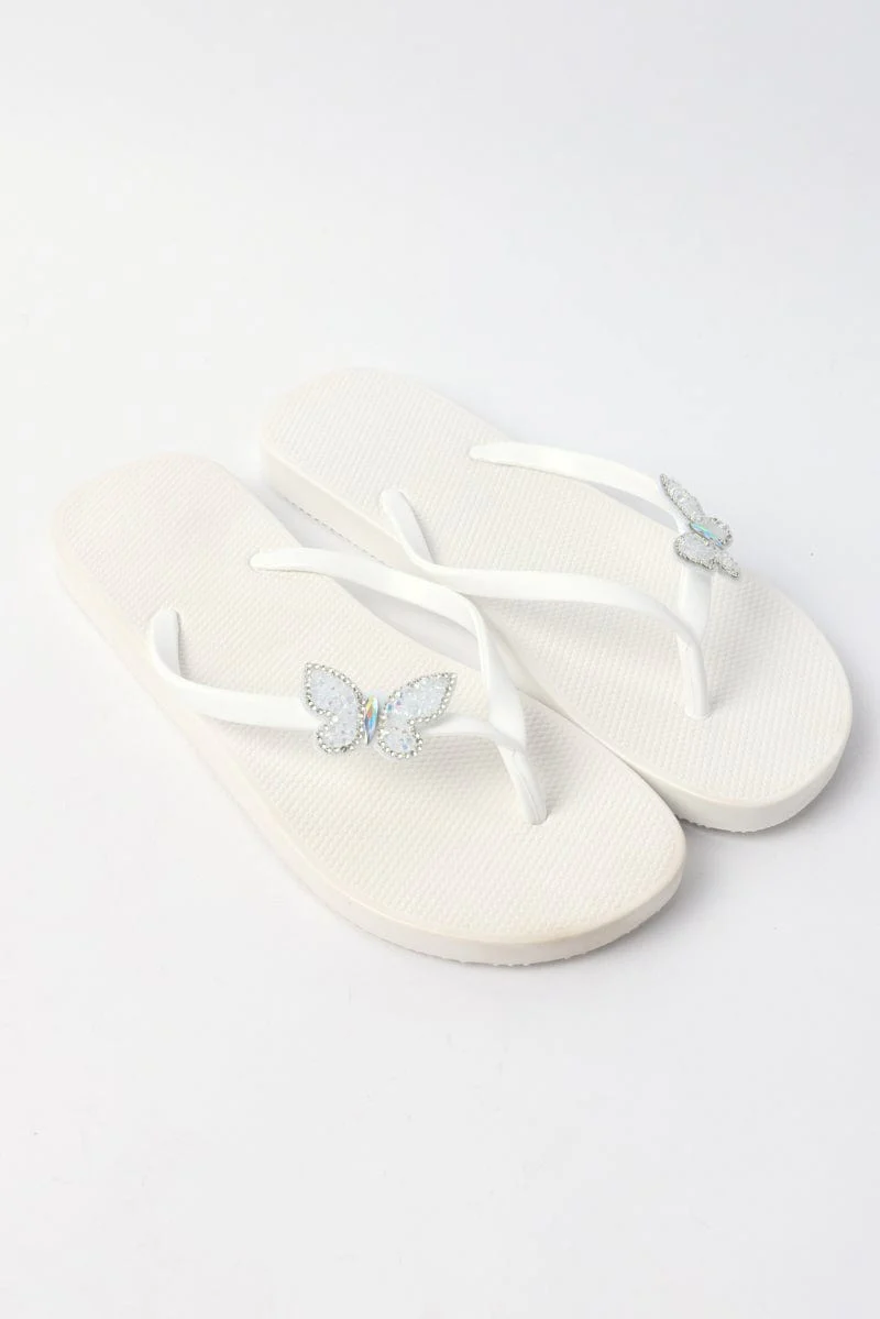 White Butterfly Decor Slippers - Image 4