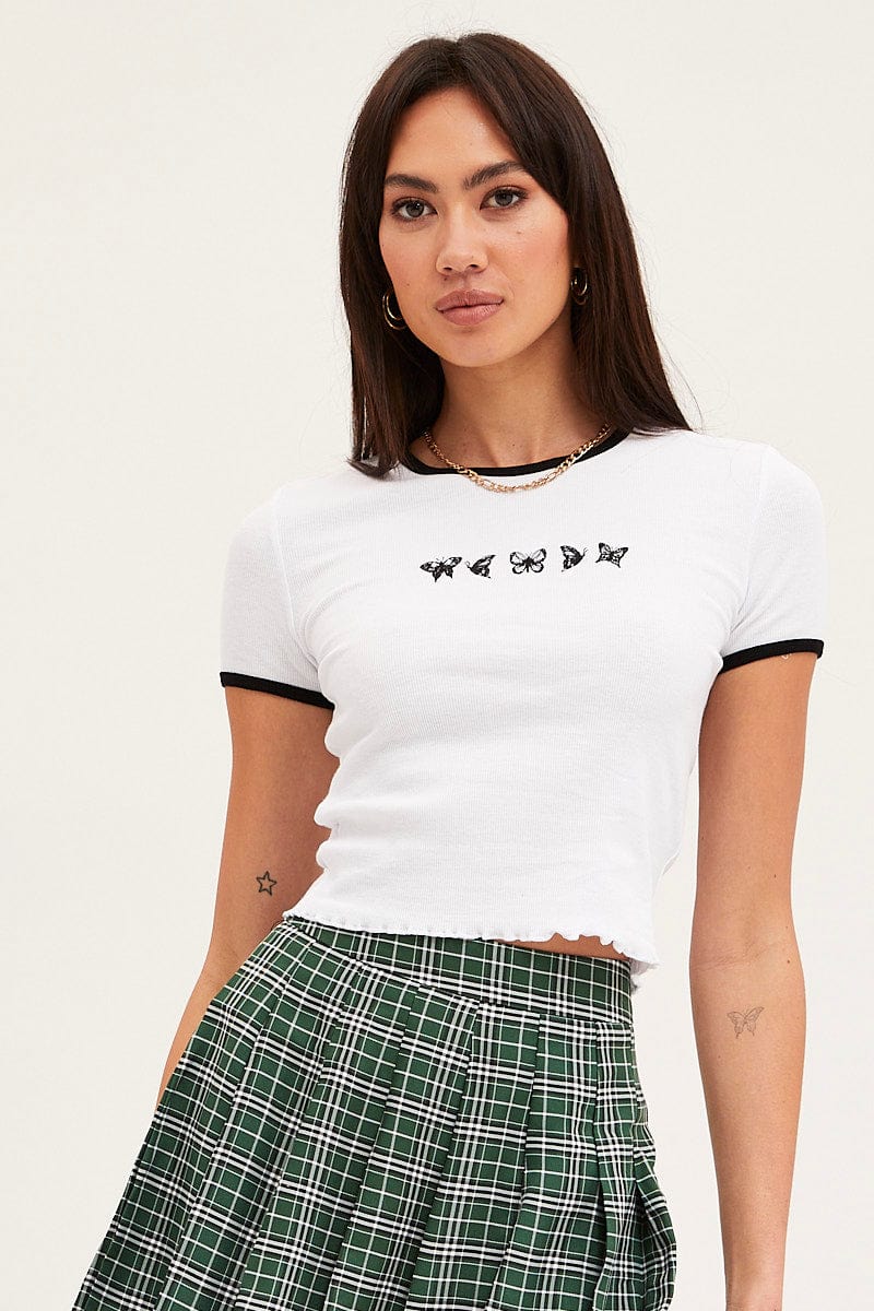 White Butterfly T-Shirt Short Sleeve - Image 4