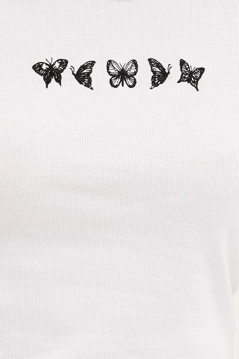 White Butterfly T-Shirt Short Sleeve - Image 7