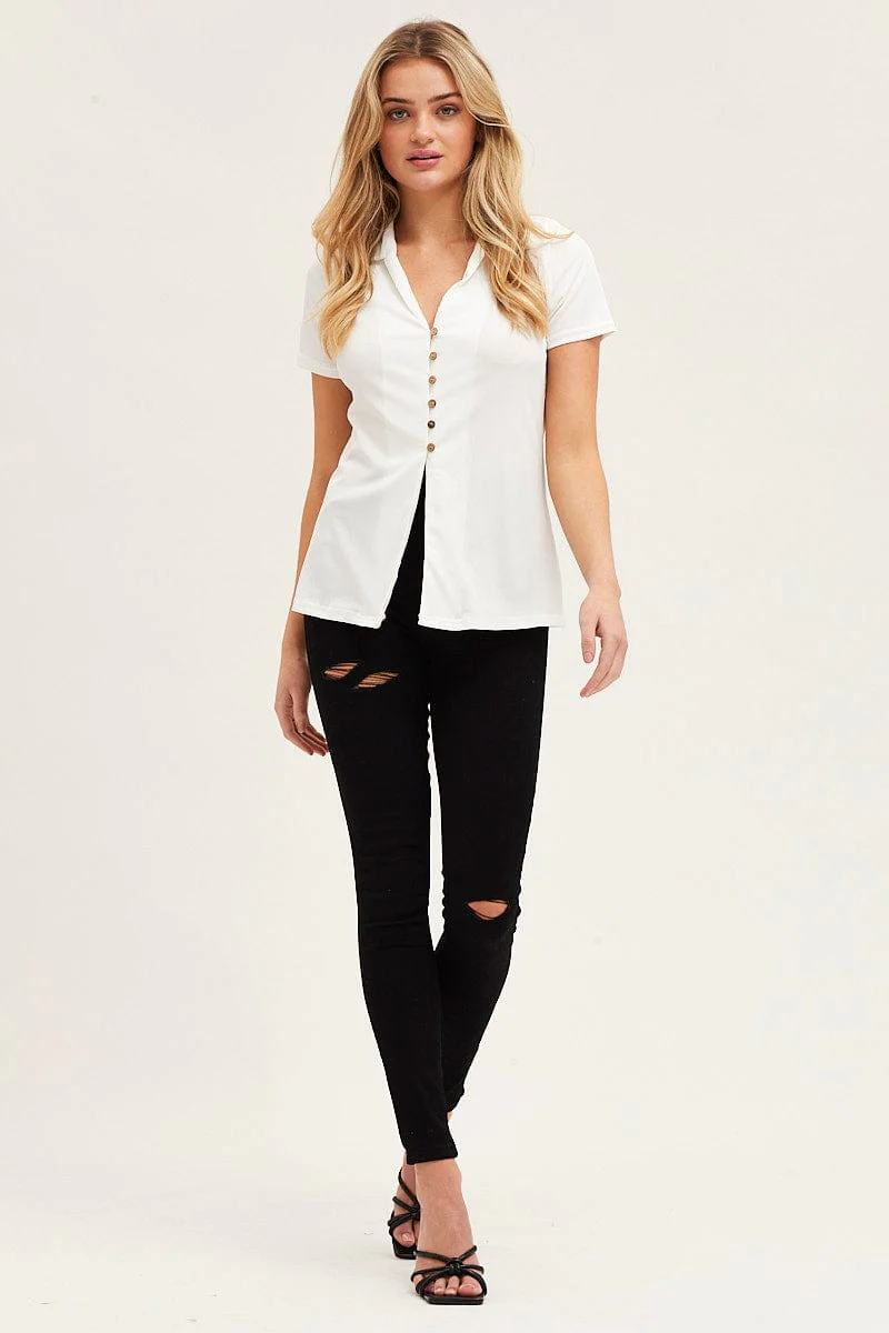 White Button Front Shirt - Image 2