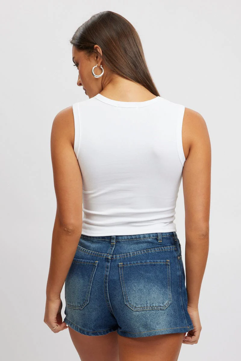 White Button Front Top Sleeveless - Image 5