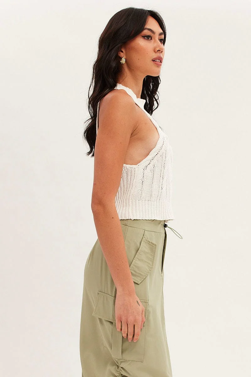 White Cabled Knit Sleeveless - Image 4