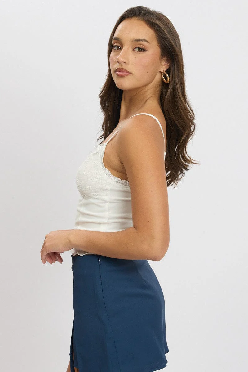White Cami Singlet Top Mesh - Image 4