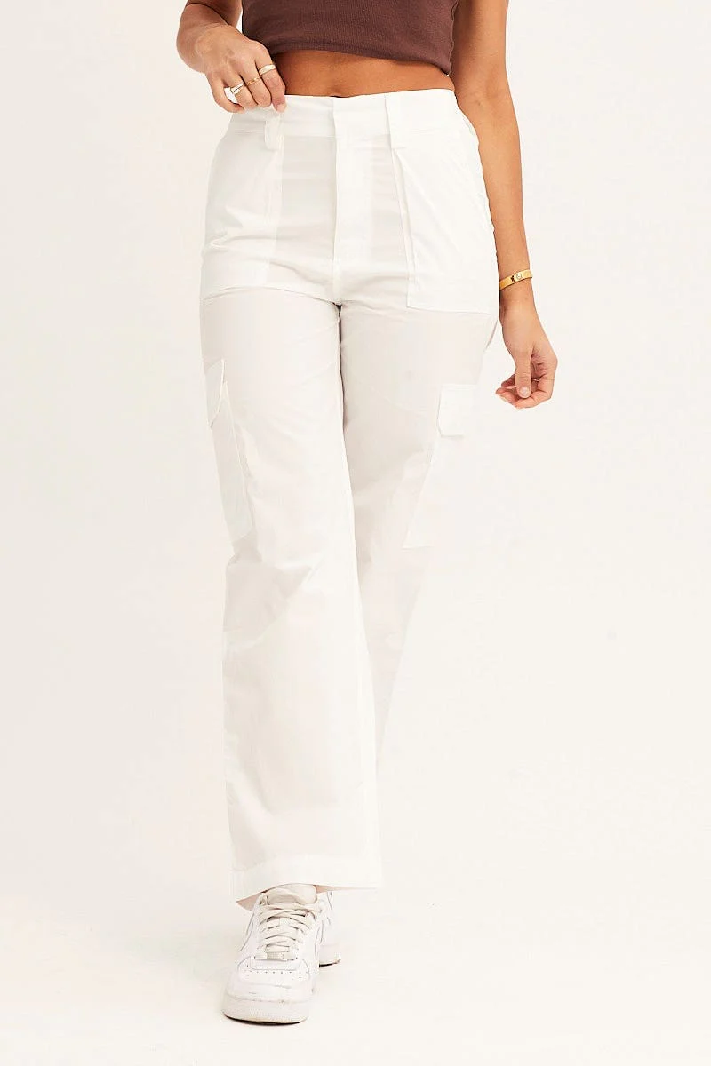 White Cargo Pants Mid Rise - Image 2
