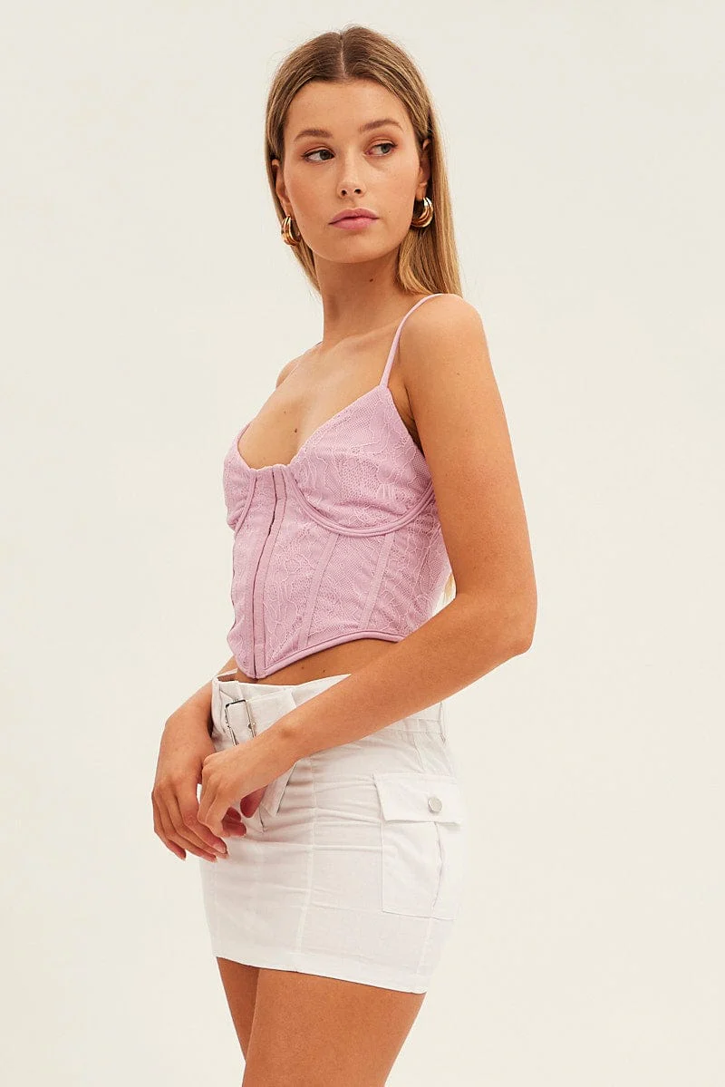 White Cargo Skirt Mini Mid Rise - Image 4