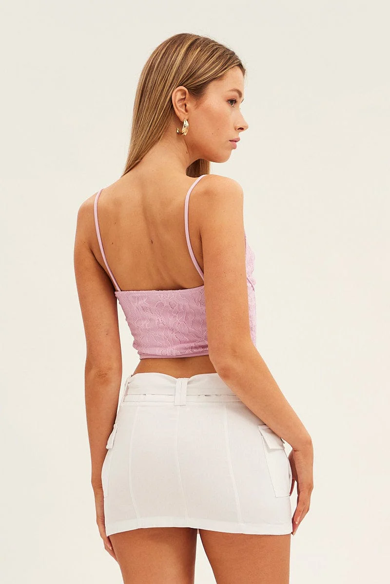 White Cargo Skirt Mini Mid Rise - Image 5