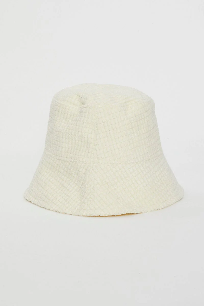 White Corduroy Bucket Hat - Image 4