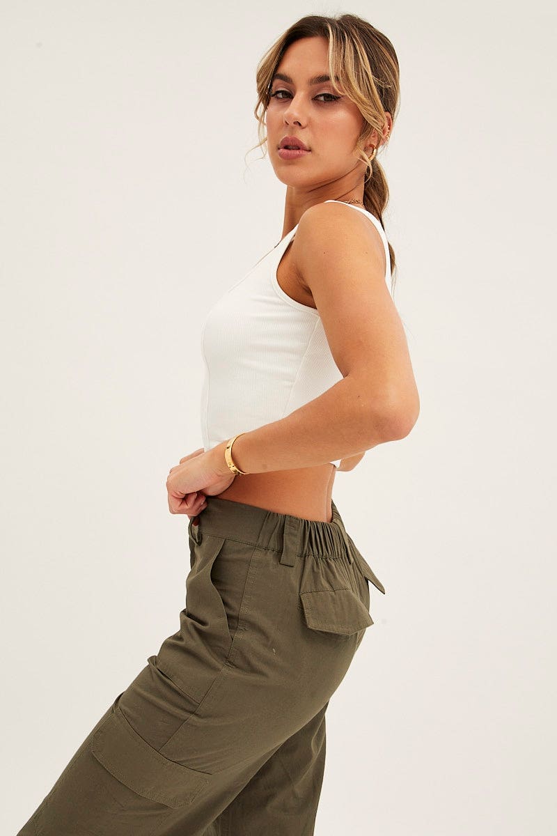 White Corset Crop Rib Curve Hem Tank - Image 4