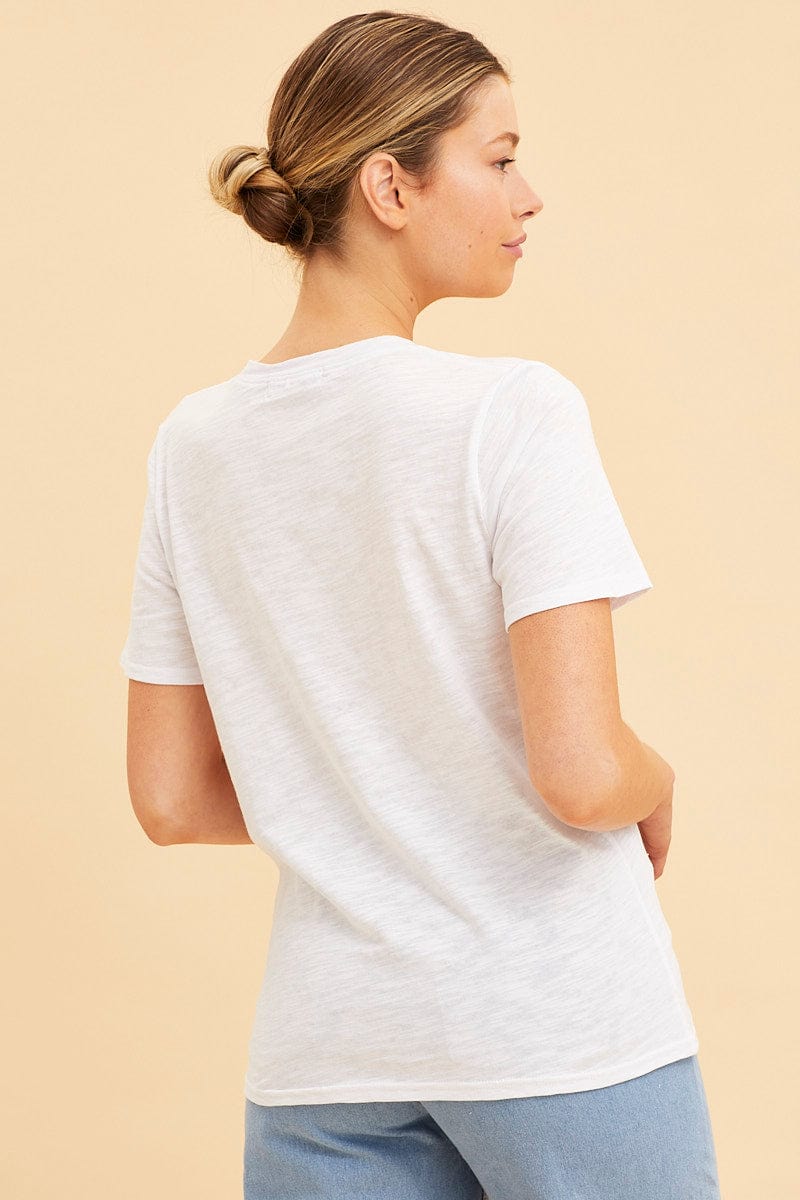 White Cotton T-Shirt Slub Crew Neck Regular Fit - Image 4