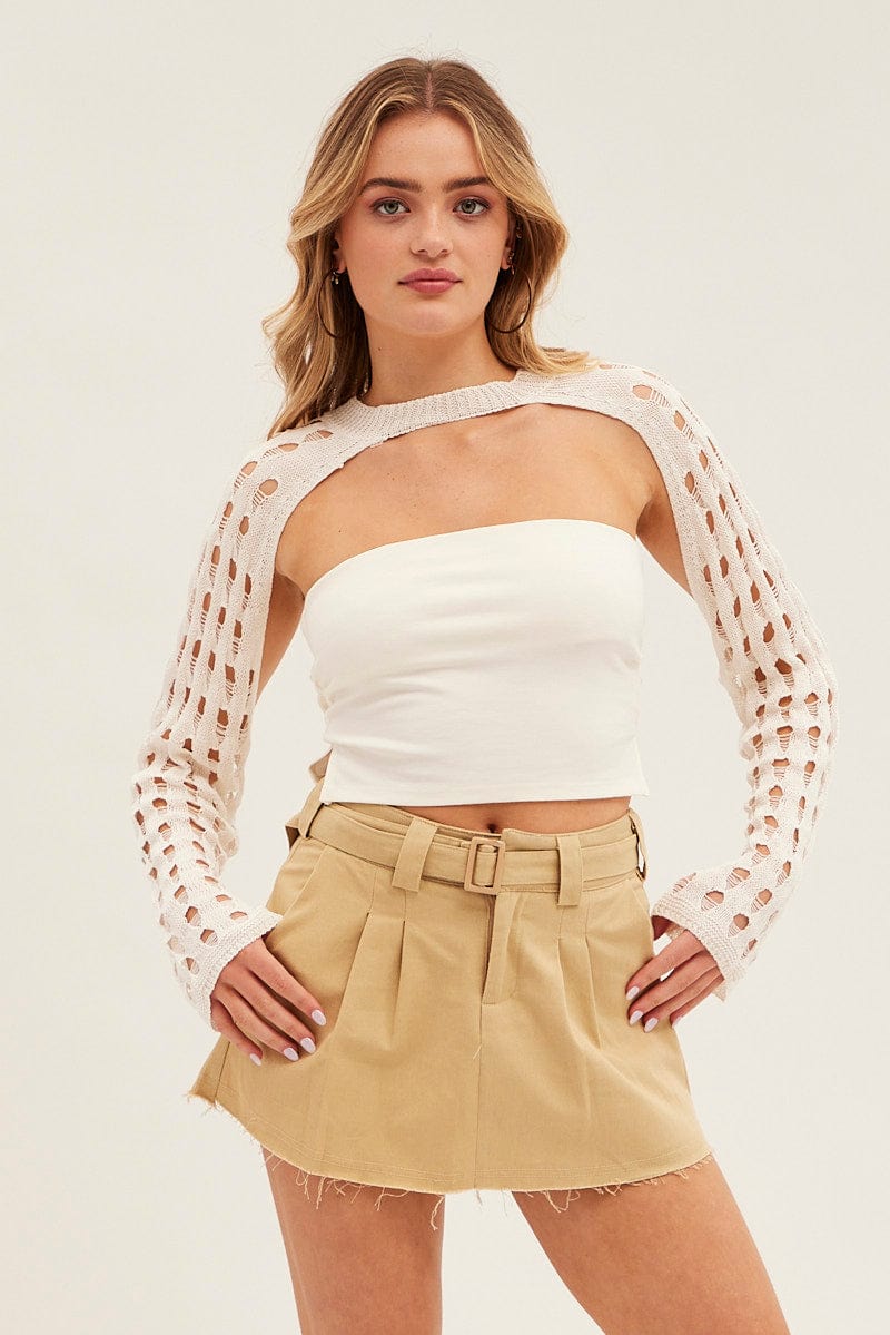 White Crochet Knit Top - Image 3