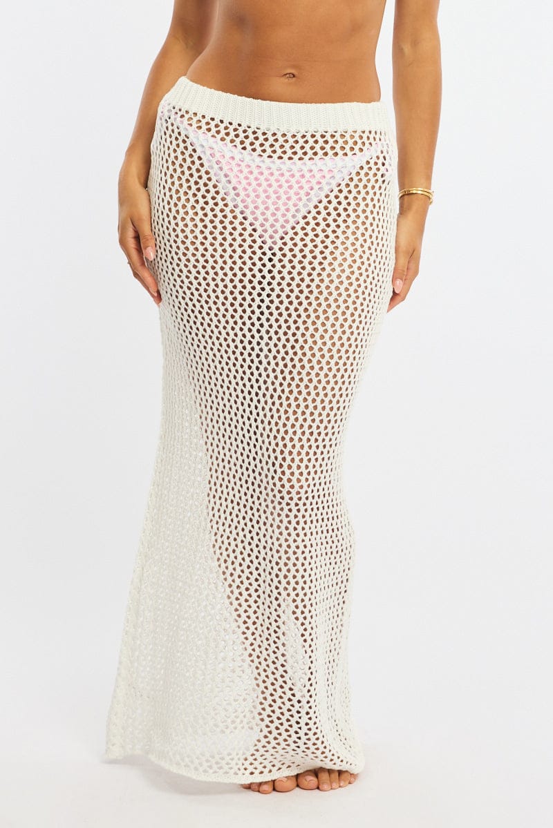 White Crochet Maxi Beach Skirt - Image 2