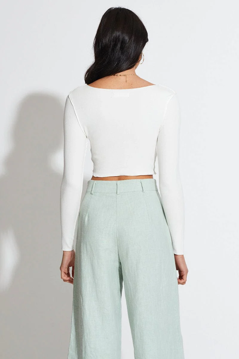 White Crop Top Long Sleeve - Image 4