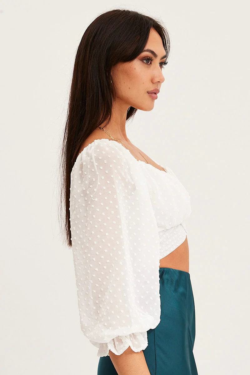 White Crop Top Long Sleeve - Image 4
