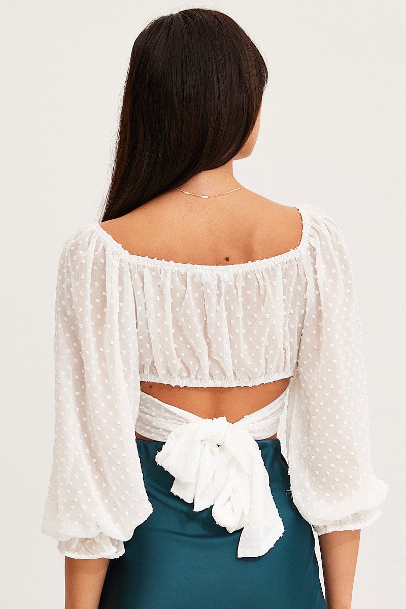 White Crop Top Long Sleeve - Image 5