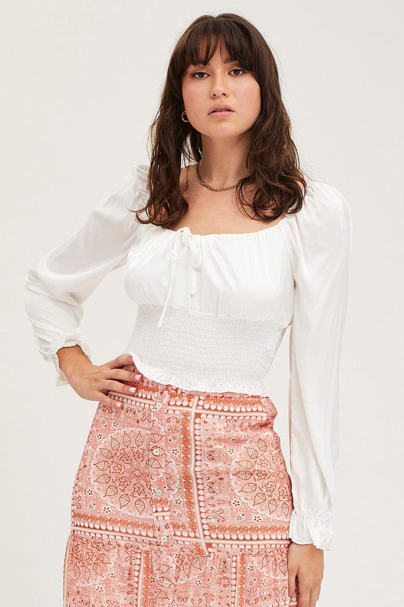 White Crop Top Long Sleeve - Image 3