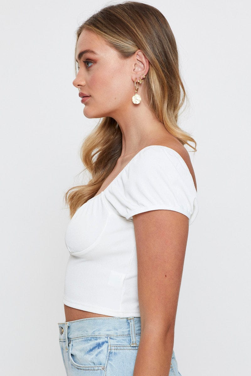 White Crop Top Off Shoulder - Image 4