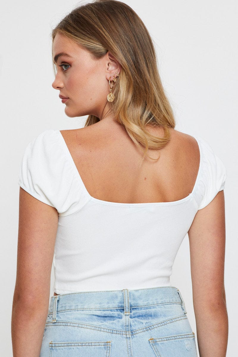 White Crop Top Off Shoulder - Image 5