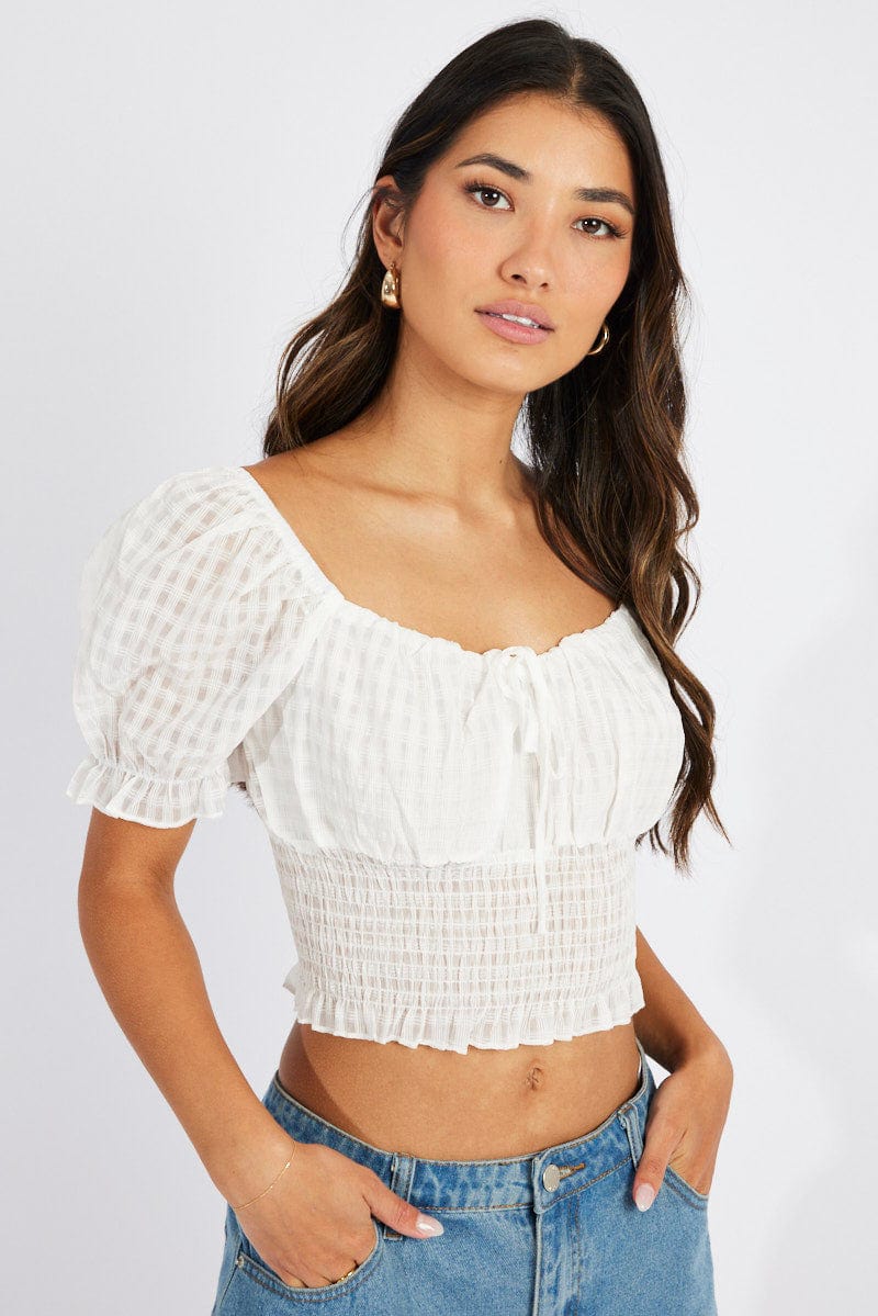 White Crop Top Short Sleeve - Image 3