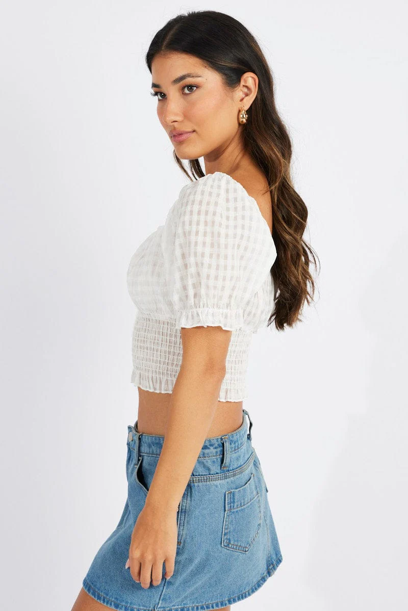 White Crop Top Short Sleeve - Image 4