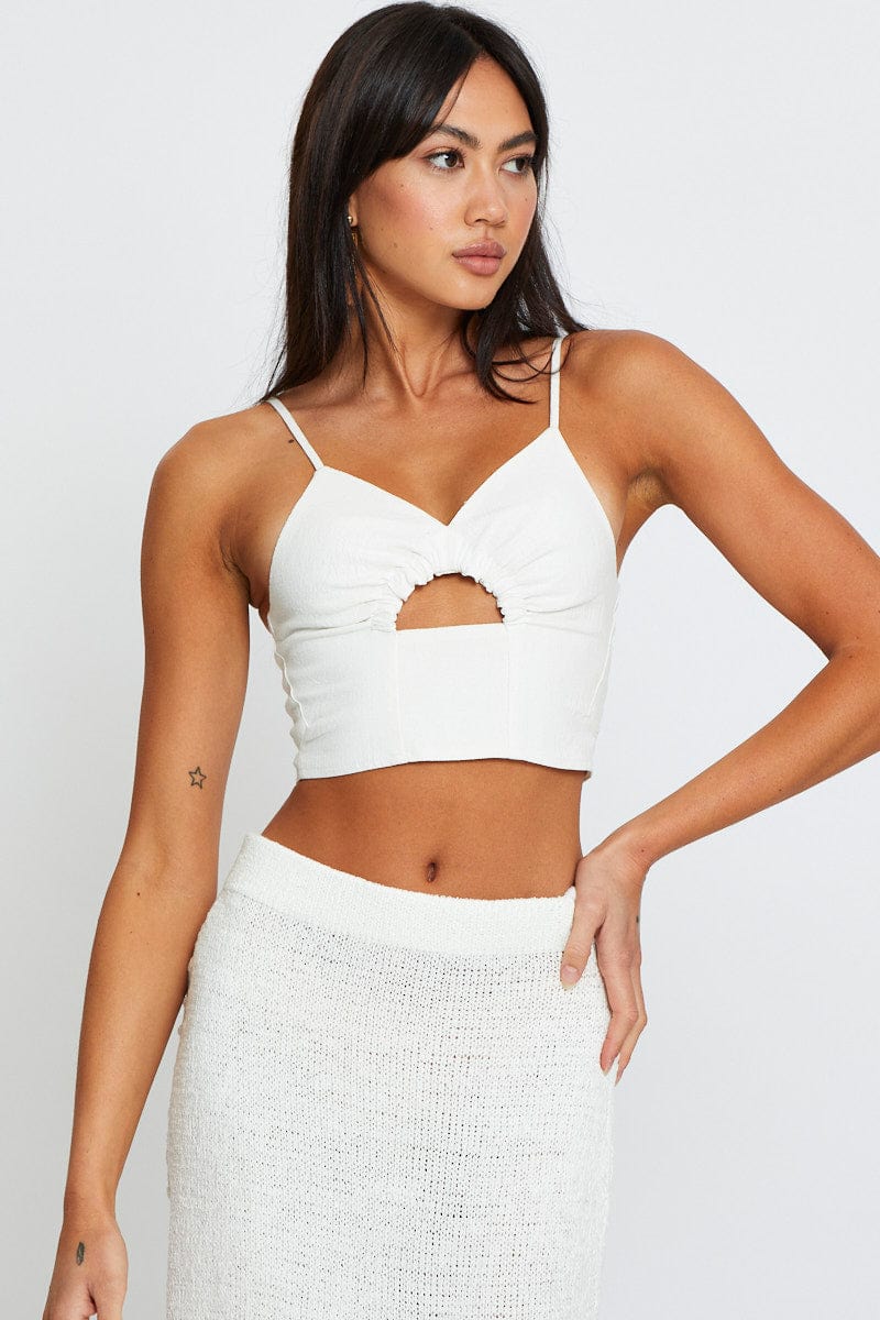 White Crop Top Sleeveless - Image 3