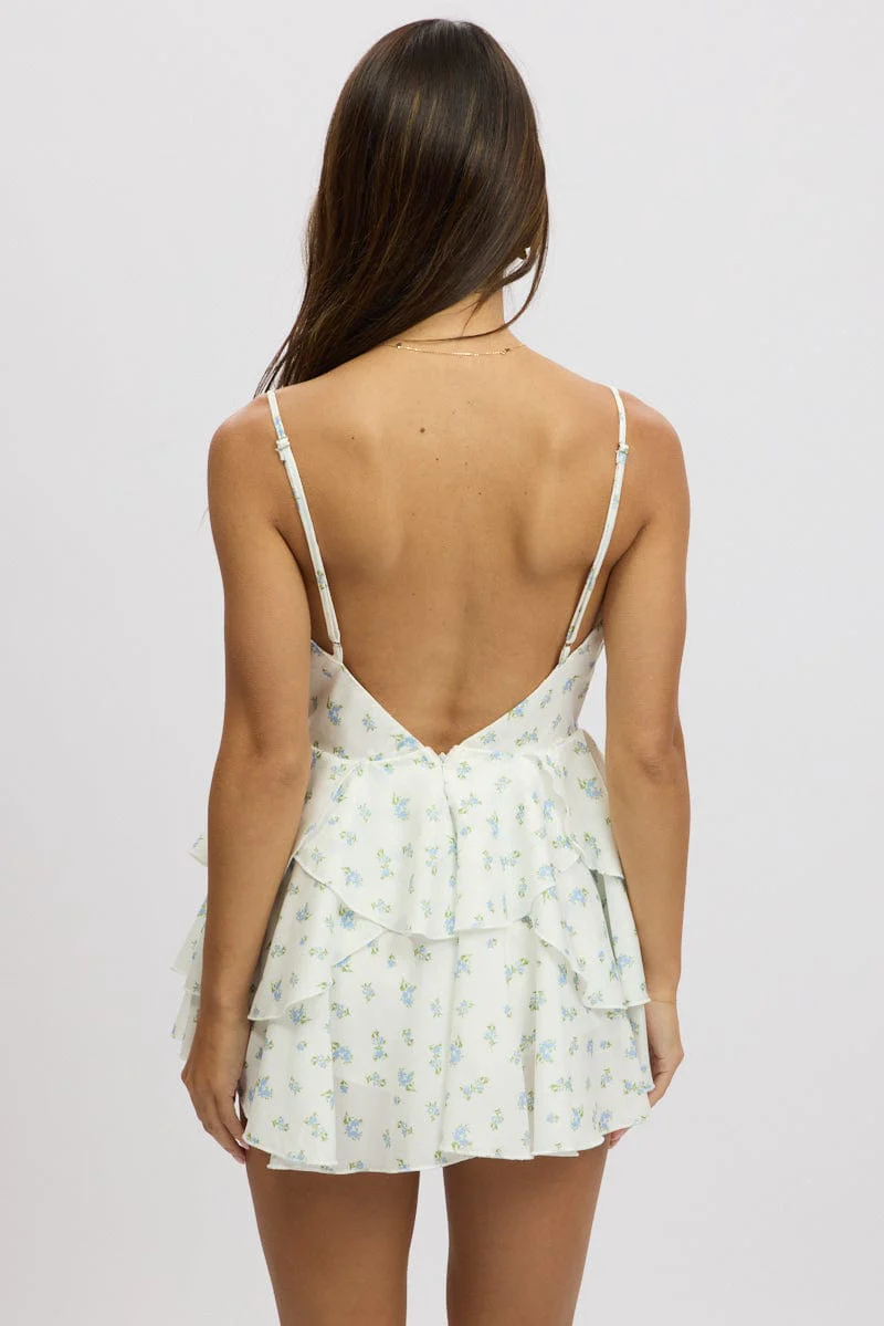 White Ditsy Ruffle Dress Singlet - Image 5