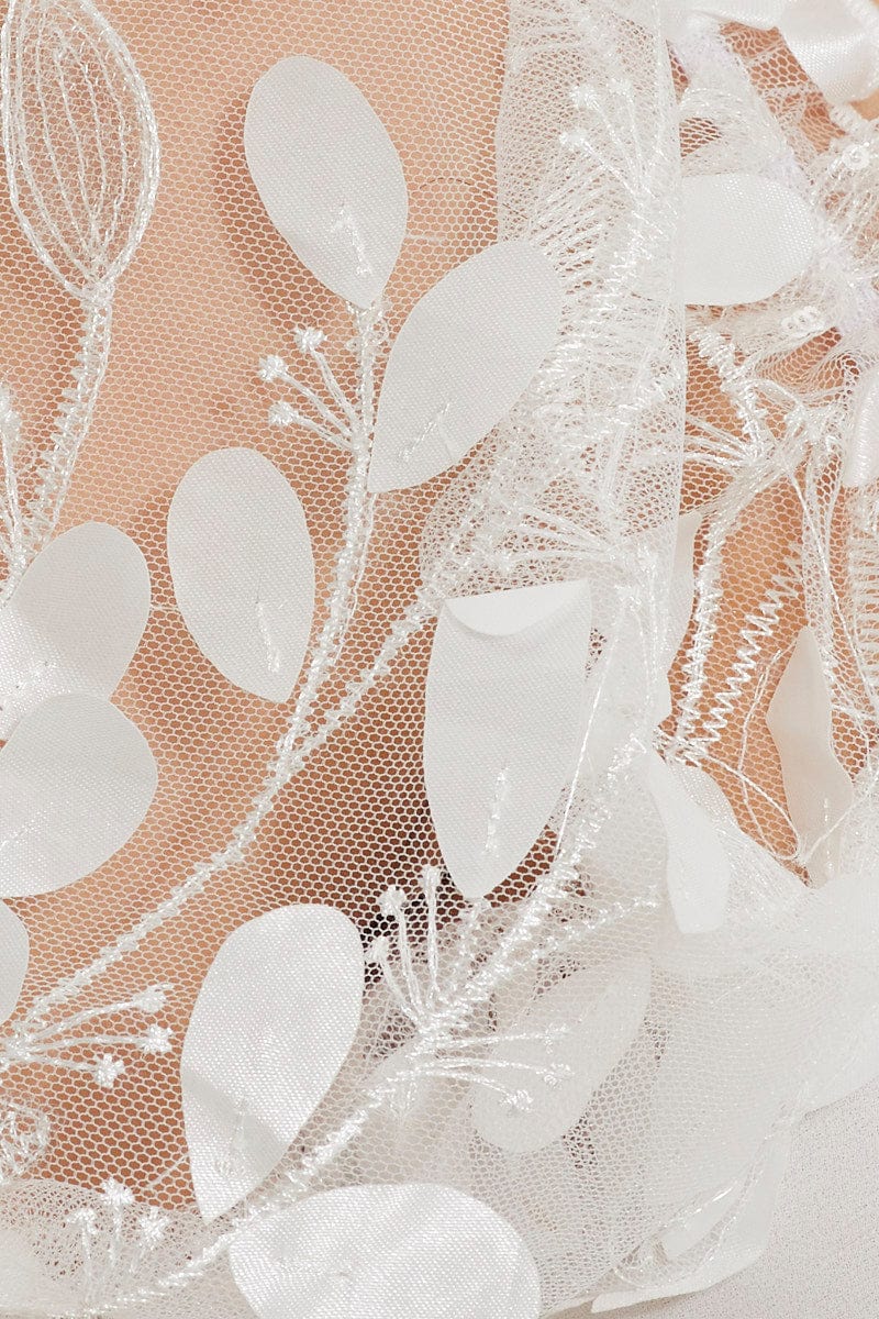 White Embroidered Puff Sleeve Tiered Dress - Image 6