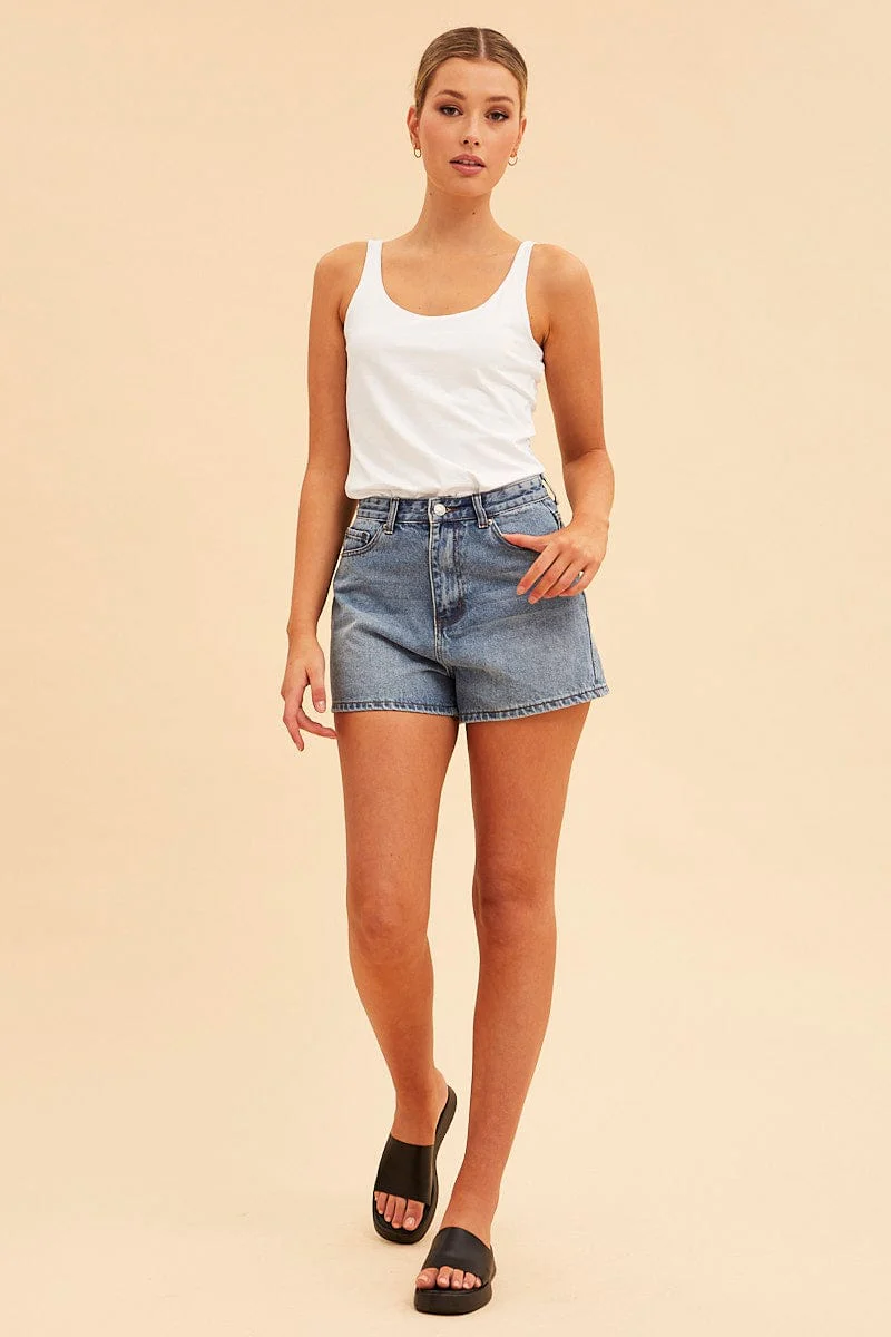 White Essential Scoop Neck Sleeveless Tank - Image 2