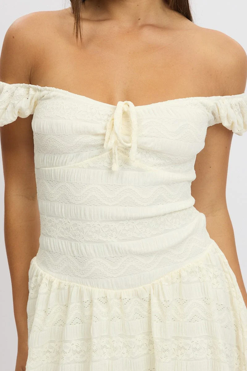 White Fit And Flare Dress Drop Waist Mini - Image 6