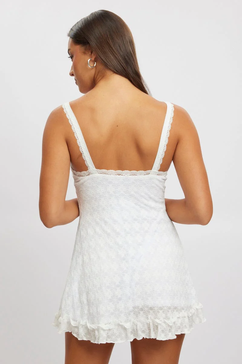 White Fit And Flare Dress Lace Fabric - Image 5