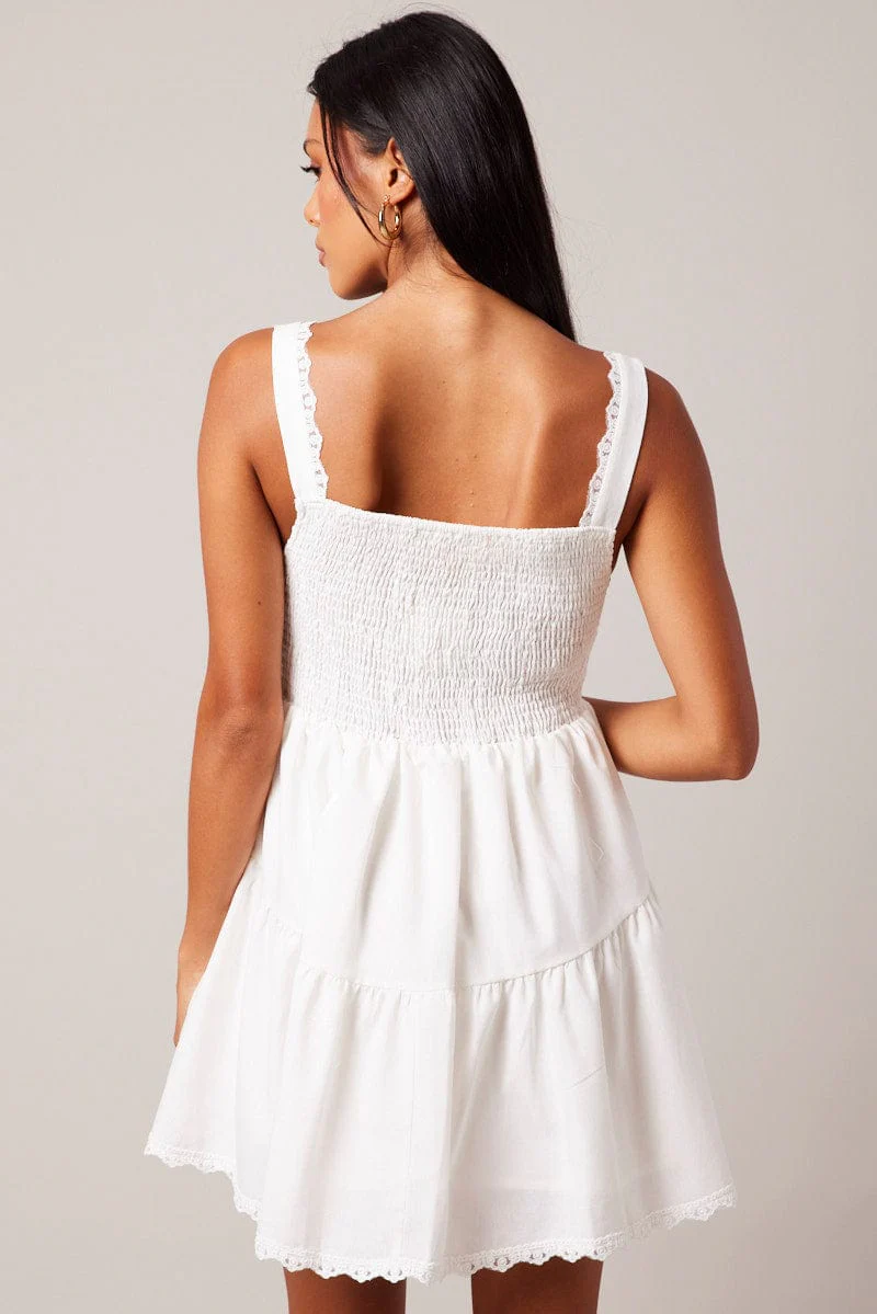 White Fit And Flare Dress Mini - Image 5