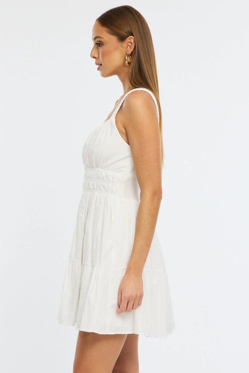 White Fit And Flare Dress Mini - Image 4