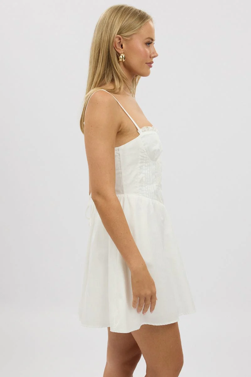 White Fit And Flare Dress Poplin Mini - Image 4