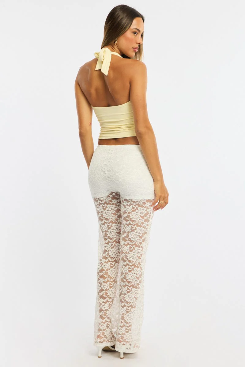 White Flare Leg Pants Lace - Image 5